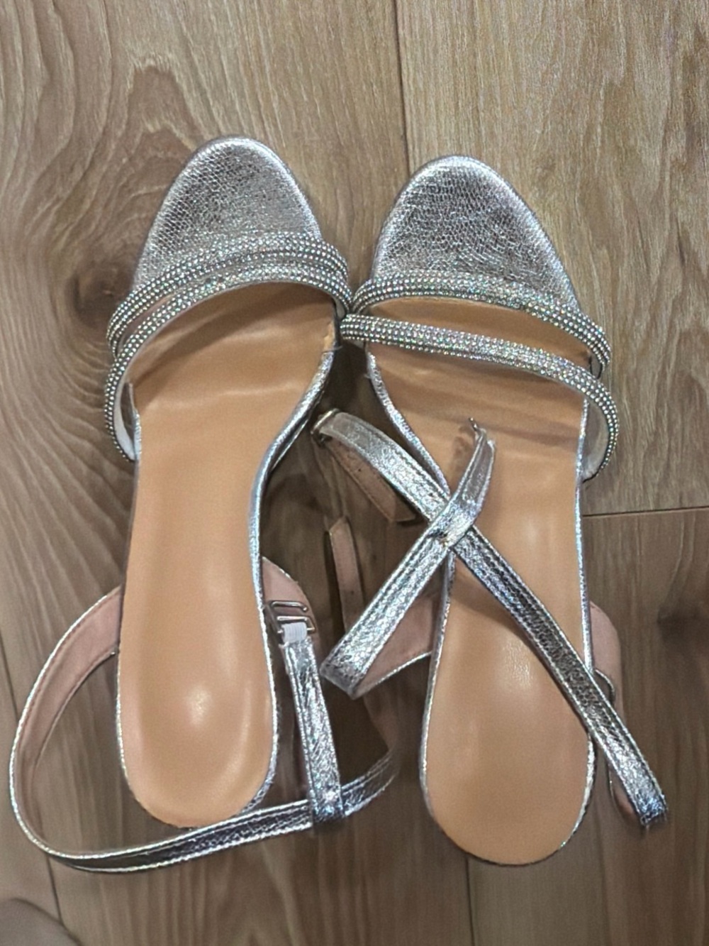 Silver Rhinestone Strappy Women's Sandals